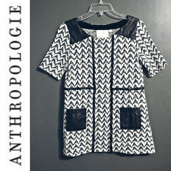 Anthropologie Tops - Anthropologue postage stamp leather short sleeve